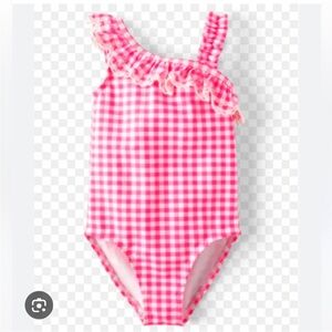 🌸GYMBOREE Gingham Ruffle One piece Swimsuit.  Size 12🌸